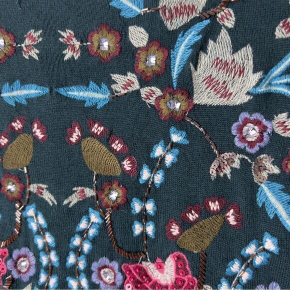 Didi Pretty Different Womens Embroidered Embellished Green Sweater Dress Size 40 - Picture 10 of 11